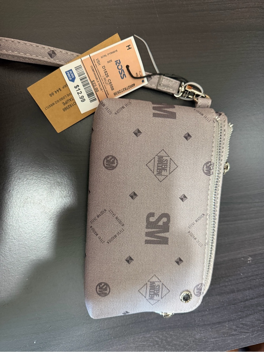 Steve Madden Black Zip Pouch Wristlet